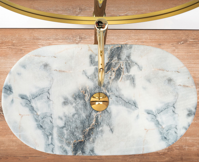 Lavoar pe blat Royal Granit Mat, ceramica, imitatie de piatra [5]