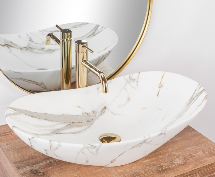 Lavoar pe blat Royal Lava Mat, ceramica, imitatie de piatra [4]