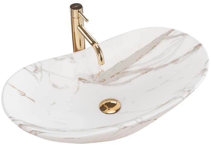 Lavoar pe blat Royal Lava Mat, ceramica, imitatie de piatra [1]