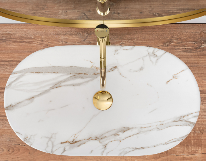 Lavoar pe blat Royal Lava Mat, ceramica, imitatie de piatra [5]