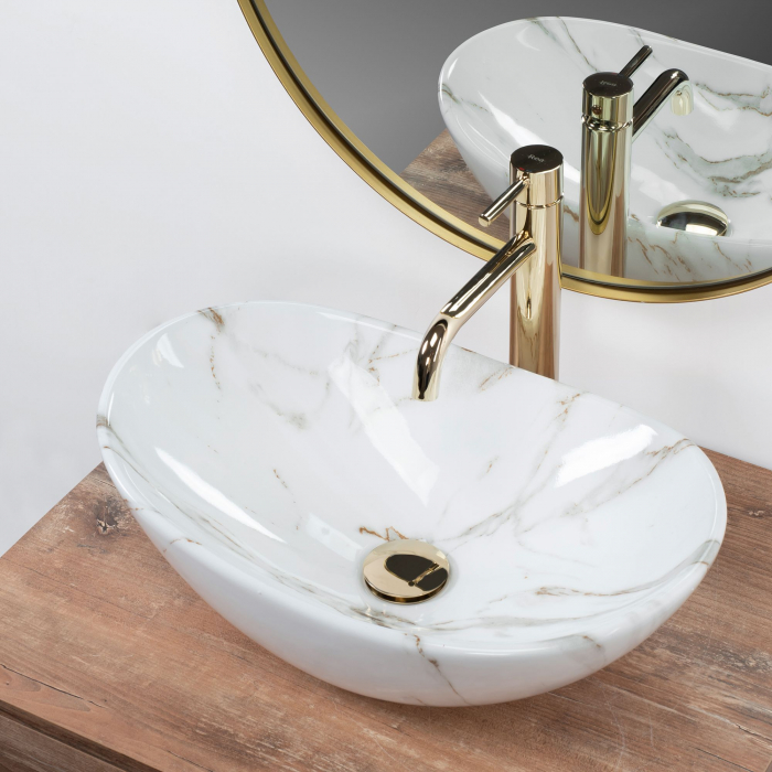 Lavoar pe blat Royal Mini Aiax Shiny, ceramica, cu model [6]
