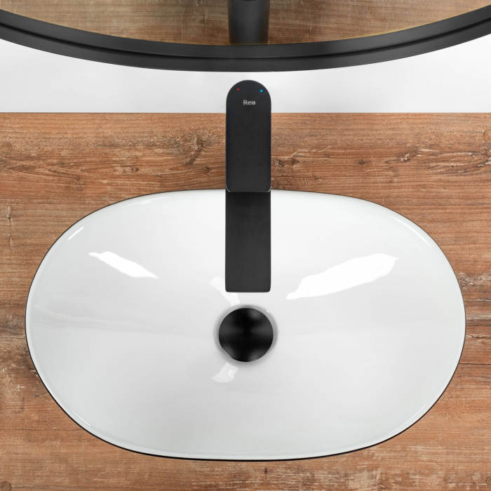 Lavoar pe blat Royal Mini Black White, ceramica, alb lucios [4]