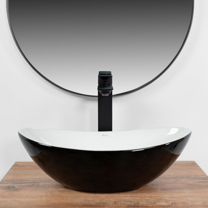 Lavoar pe blat Royal Mini Black White, ceramica, alb lucios [3]