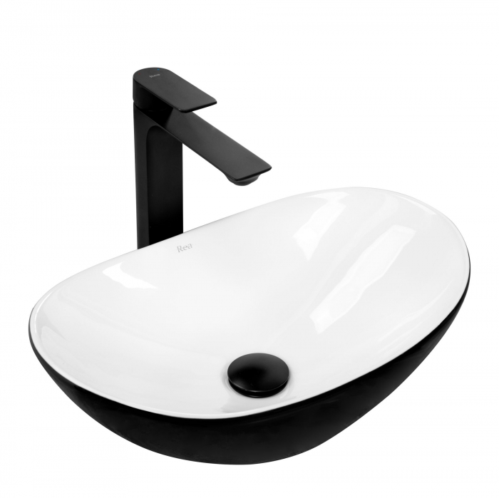 Lavoar pe blat Royal Mini Black White, ceramica, alb lucios [1]