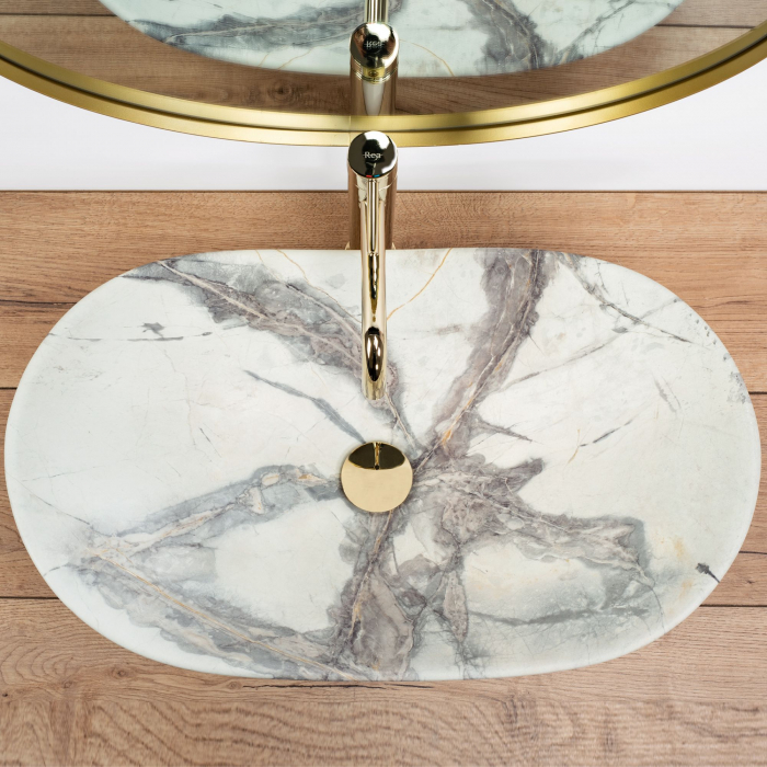 Lavoar pe blat Royal Sand, ceramica, imitatie de piatra [5]