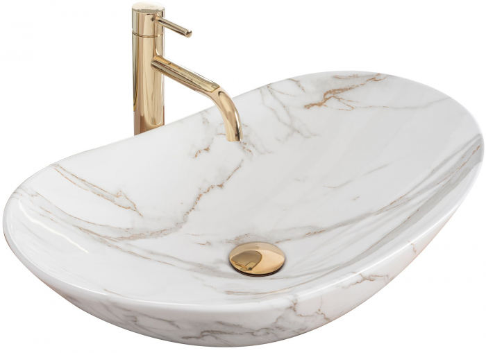 Lavoar pe blat Royal Shiny Aiax Marmura, ceramica, imitatie de piatra [1]