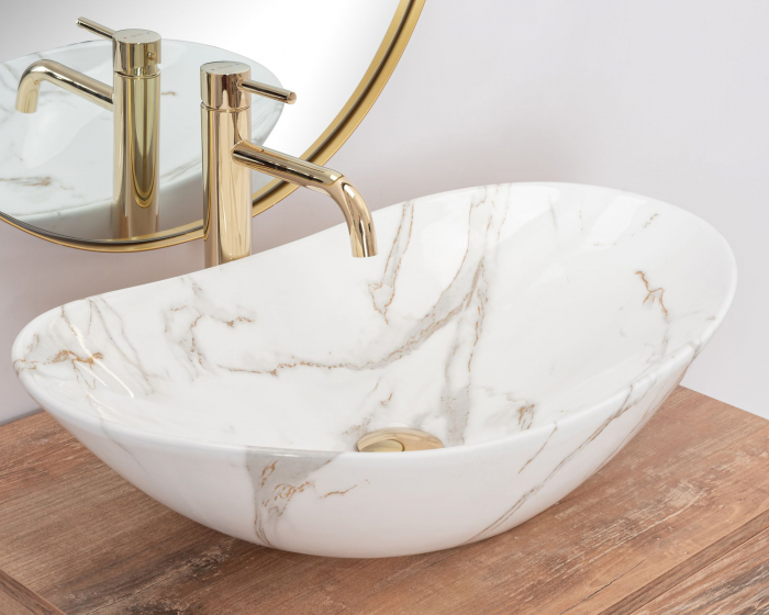 Lavoar pe blat Royal Shiny Aiax Marmura, ceramica, imitatie de piatra [2]