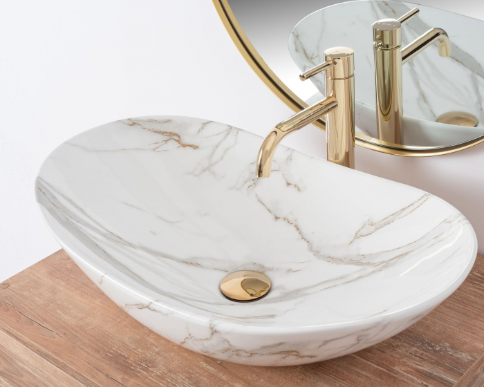 Lavoar pe blat Royal Shiny Aiax Marmura, ceramica, imitatie de piatra [3]