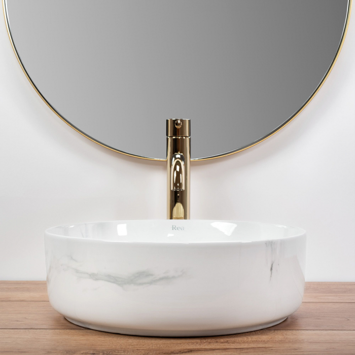 Lavoar pe blat Sami Nature Marble, ceramica, imitatie de piatra [5]