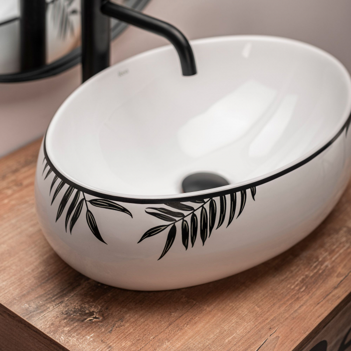 Lavoar pe blat Shila, ceramica, alb lucios [4]