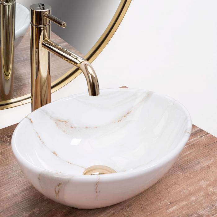 Lavoar pe blat Sofia Mini Shiny Aiax, ceramica, imitatie de piatra [2]