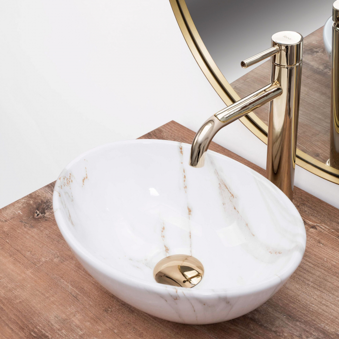 Lavoar pe blat Sofia Mini Shiny Aiax, ceramica, imitatie de piatra [5]
