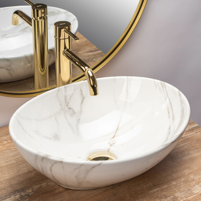 Lavoar pe blat Sofia Shiny Aiax Marmura, ceramica, imitatie de piatra [2]