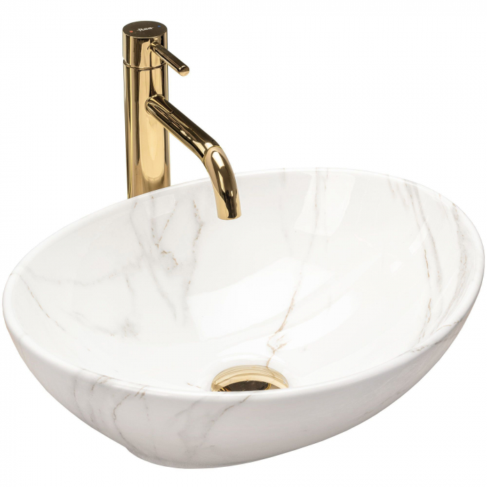 Lavoar pe blat Sofia Shiny Aiax Marmura, ceramica, imitatie de piatra [1]