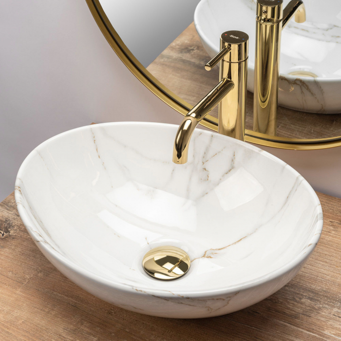 Lavoar pe blat Sofia Shiny Aiax Marmura, ceramica, imitatie de piatra [3]