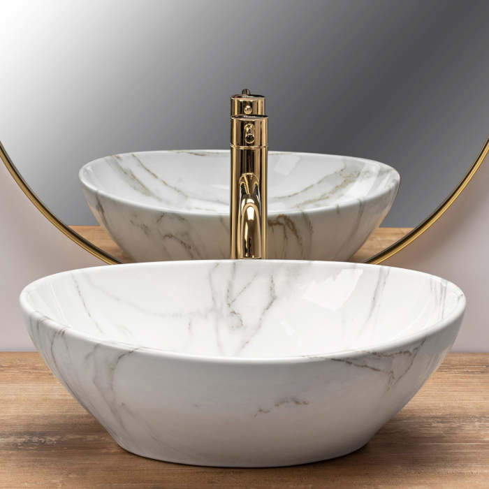 Lavoar pe blat Sofia Shiny Aiax Marmura, ceramica, imitatie de piatra [4]