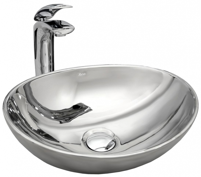 Lavoar pe blat Sofia Silver, ceramica, Argintiu [1]