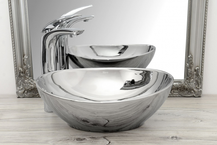 Lavoar pe blat Sofia Silver, ceramica, Argintiu [3]