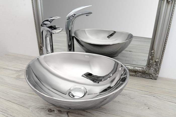 Lavoar pe blat Sofia Silver, ceramica, Argintiu [2]
