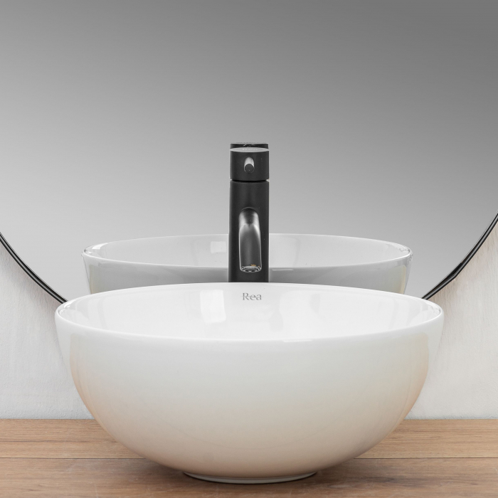 Lavoar pe blat Stella White, ceramica, alb lucios [3]