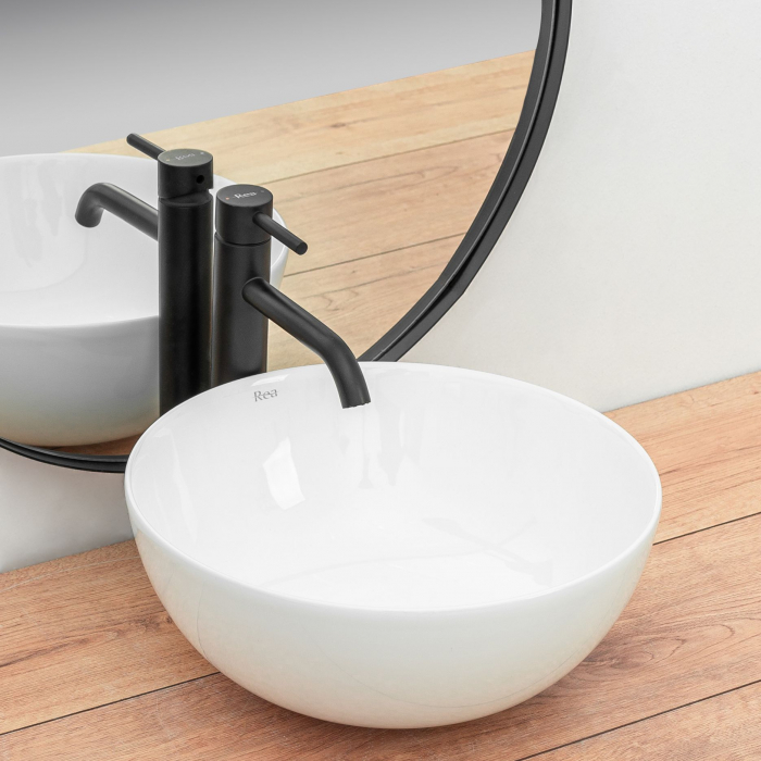 Lavoar pe blat Stella White, ceramica, alb lucios [2]