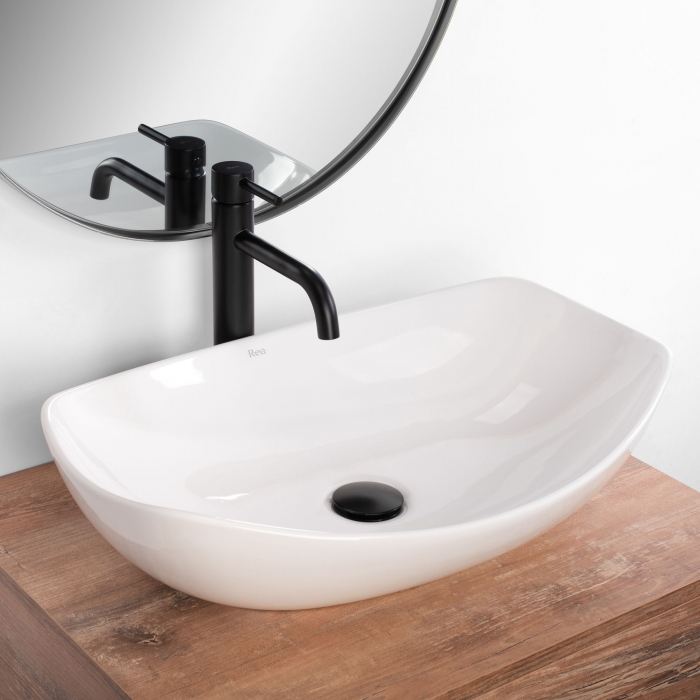 Lavoar pe blat Tango, ceramica, alb lucios [2]