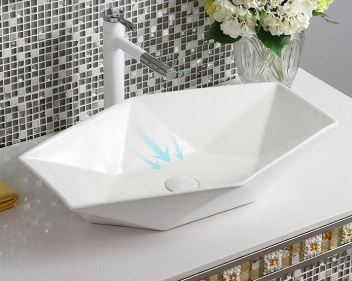 Lavoar pe blat Vegas Alb, ceramica, alb lucios [7]