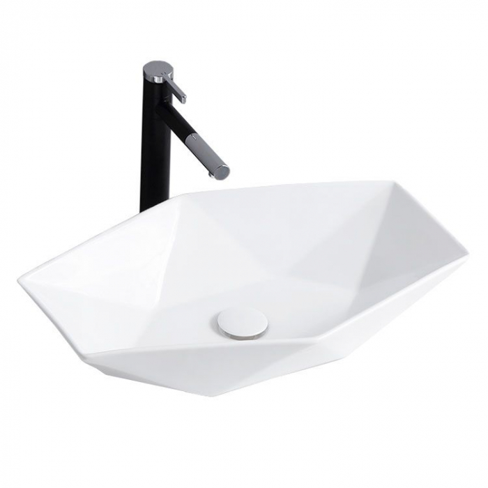 Lavoar pe blat Vegas Alb, ceramica, alb lucios [1]