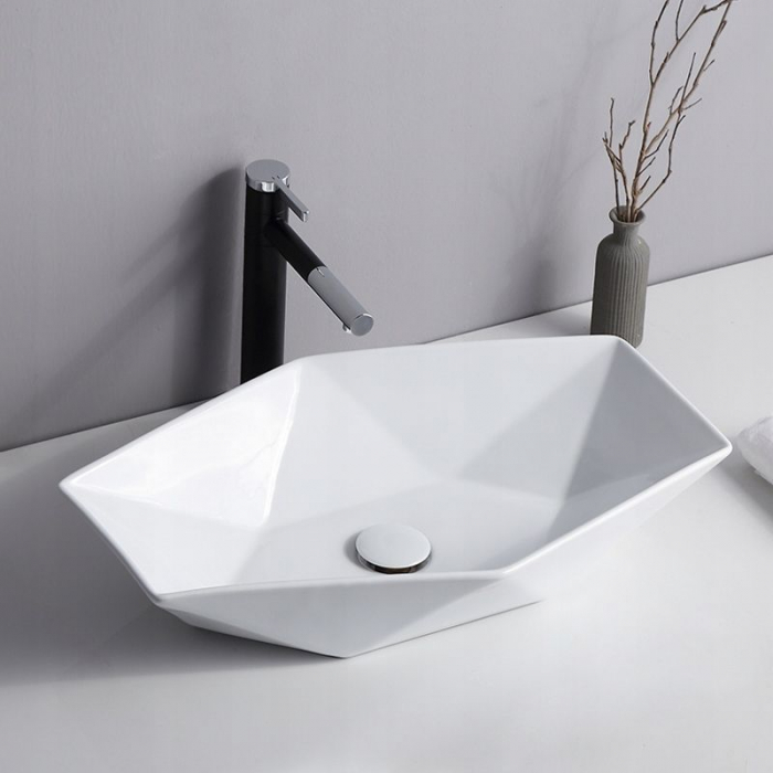 Lavoar pe blat Vegas Alb, ceramica, alb lucios [3]