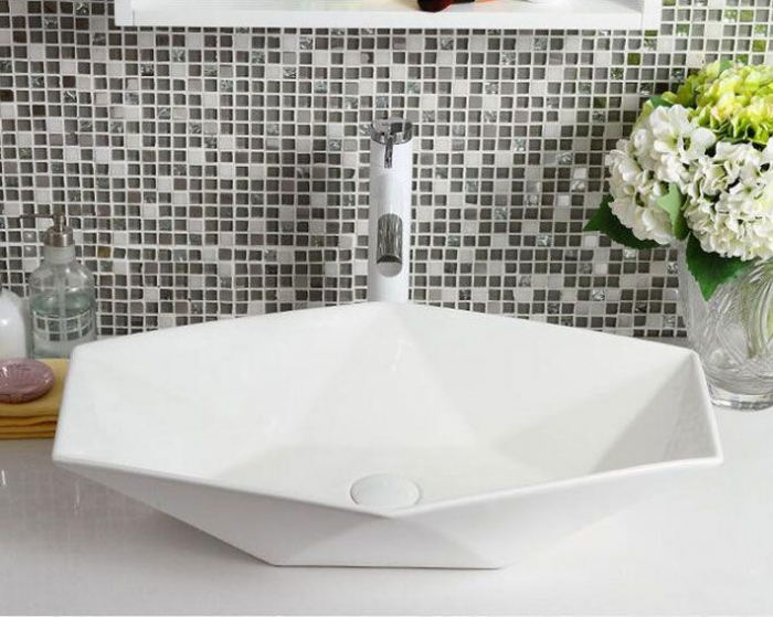 Lavoar pe blat Vegas Alb, ceramica, alb lucios [6]
