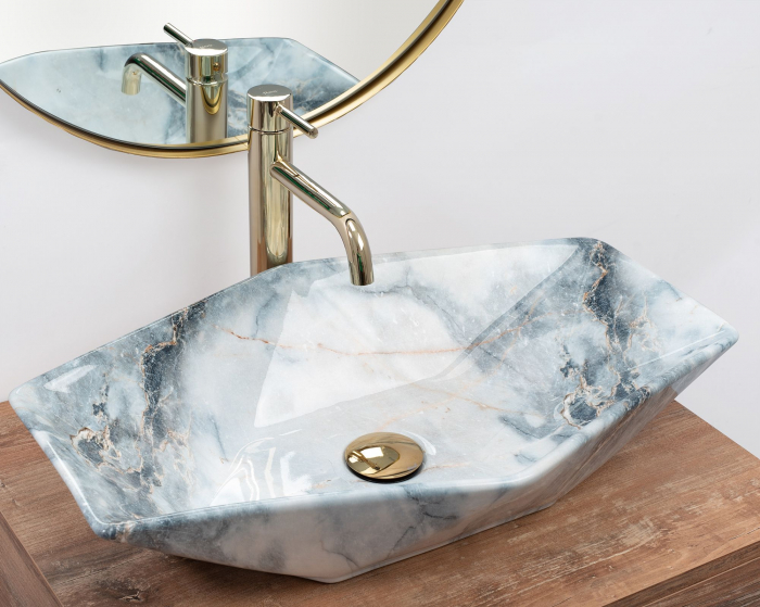 Lavoar pe blat Vegas Granit, ceramica, imitatie de piatra [3]