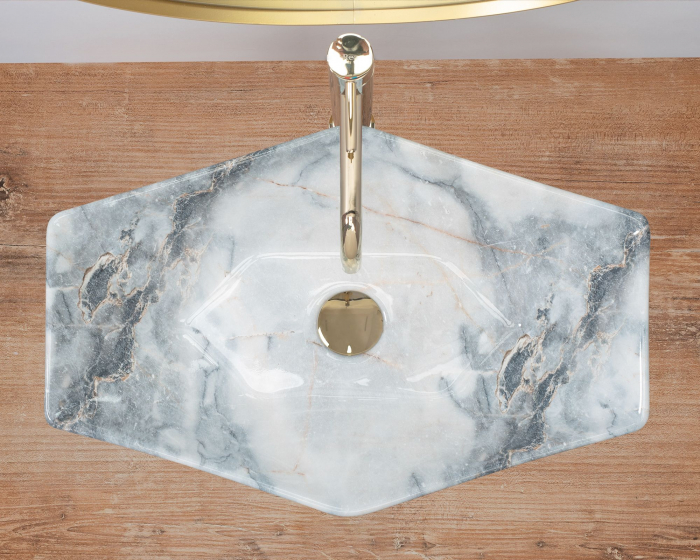Lavoar pe blat Vegas Granit, ceramica, imitatie de piatra [5]