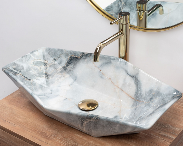 Lavoar pe blat Vegas Granit, ceramica, imitatie de piatra [4]
