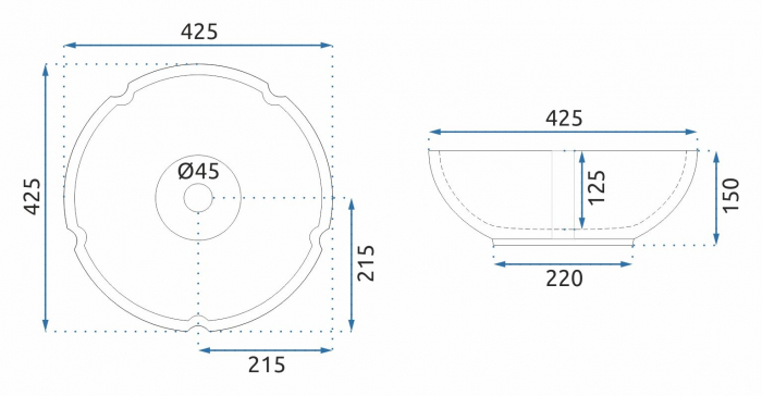 Lavoar pe blat Vivien, ceramica, cu model [9]