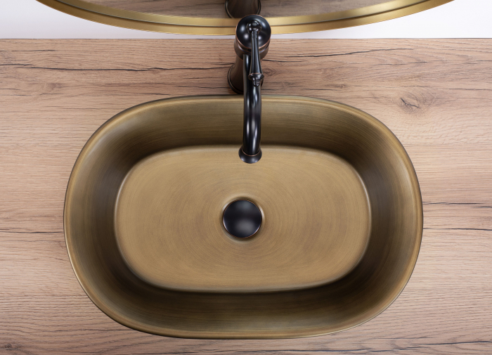 Lavoar pe blat Wilma Rustic, ceramica, Cupru [6]