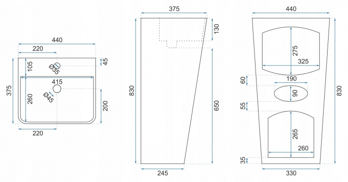 Lavoar podea Freestanding Ceramic Aris Alb, ceramica, alb lucios [5]