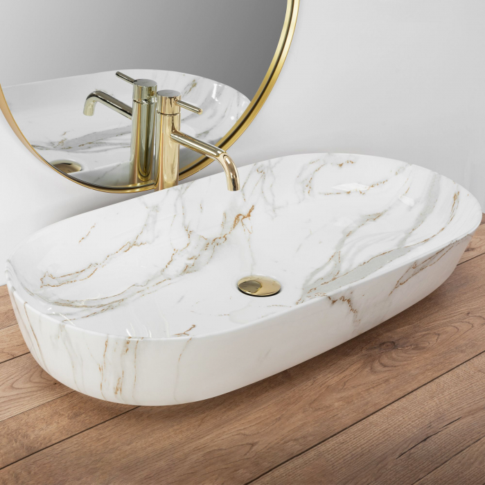 Lavoar Cleo 81 Shiny Aiax Din Ceramică, ceramica, imitatie de piatra [2]