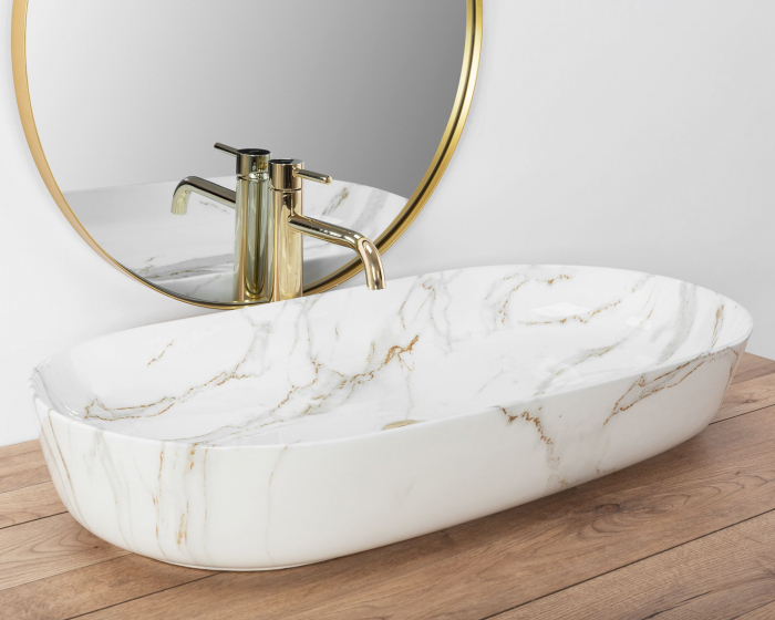 Lavoar Cleo 81 Shiny Aiax Din Ceramică, ceramica, imitatie de piatra [3]