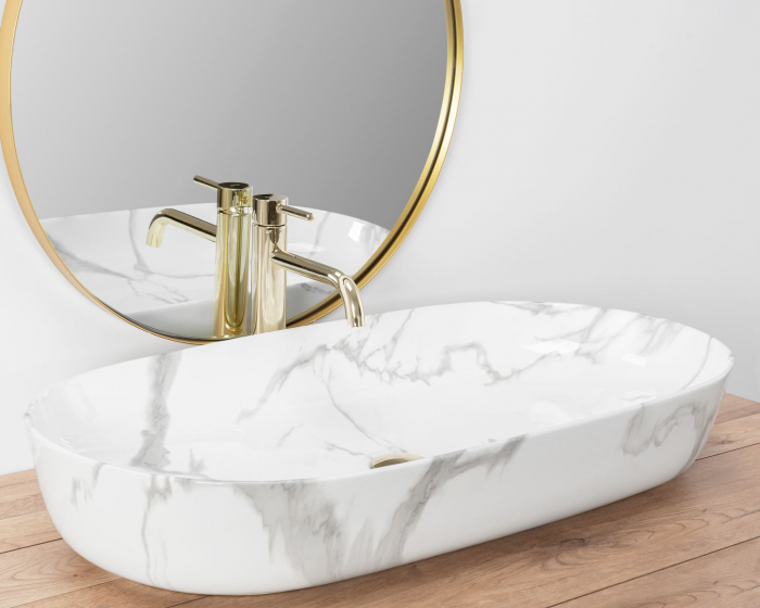 Lavoar Cleo 81 Shiny Marmo Din Ceramică, ceramica, imitatie de piatra [3]