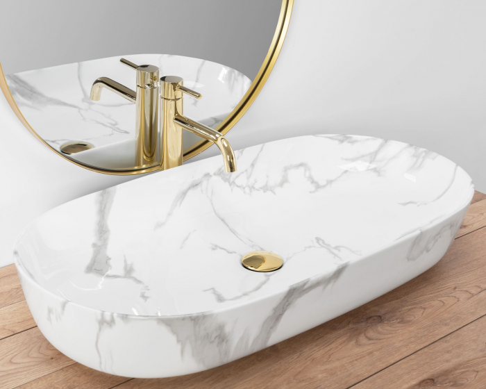 Lavoar Cleo 81 Shiny Marmo Din Ceramică, ceramica, imitatie de piatra [2]