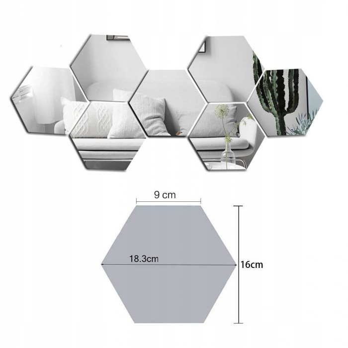 Oglinda decorativa Hexagon Set 8 bucati [8]