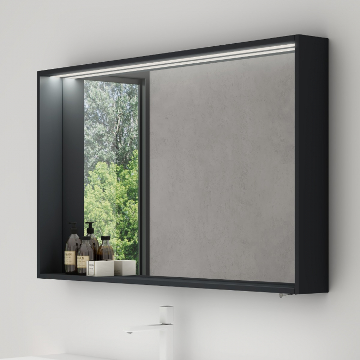 Oglinda LED Spiegel01 cu raft, actionare cu senzor, 60-80-100-120 cm, alb sau antracit [4]