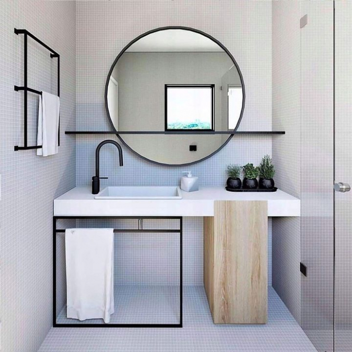 OGLINDĂ ROTNDĂ 50 CMcadru LOFT MODERN SUBȚIRE [6]