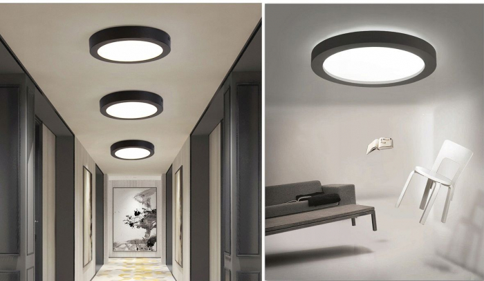 PANOU LED rotund negru 18W [7]