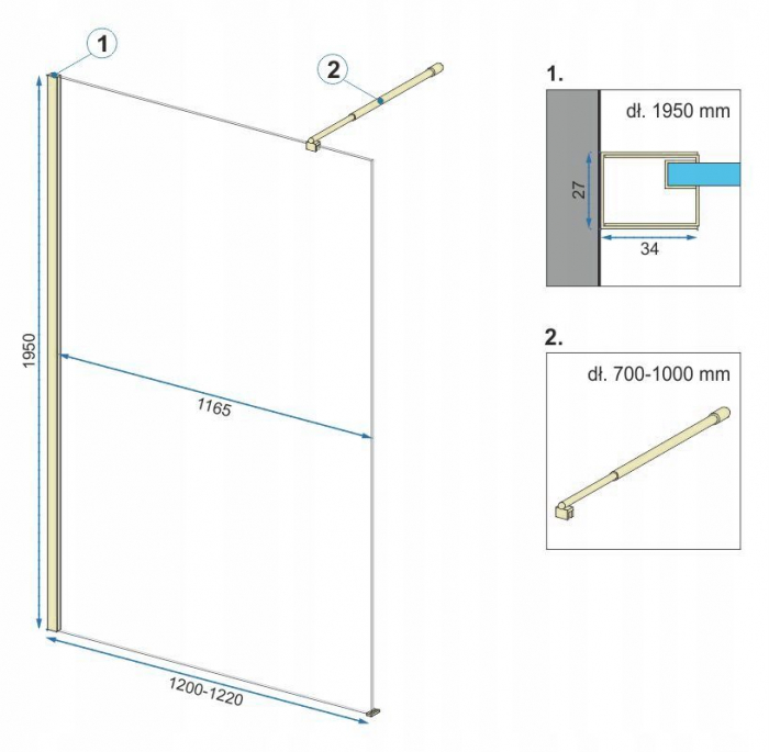 Paravan Aero Gold Brush, 90-120 cm, auriu periat [7]