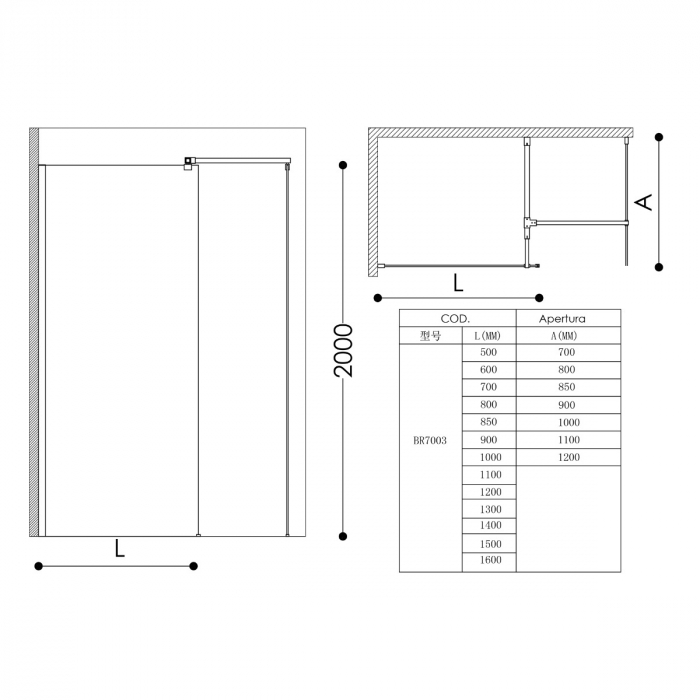 Paravan Astra 01K-T, 80-100 cm, crom, sticla securizata 8 mm transparenta [6]