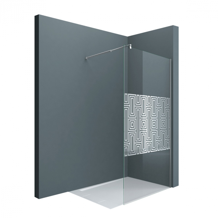 Paravan Astra 02BL-DM, 100-140 cm, crom, sticla securizata 10 mm cu model [2]