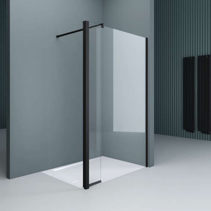 Paravan Astra 02K-Plus, 50-160 cm, negru, sticla securizata 10 mm transparenta [2]