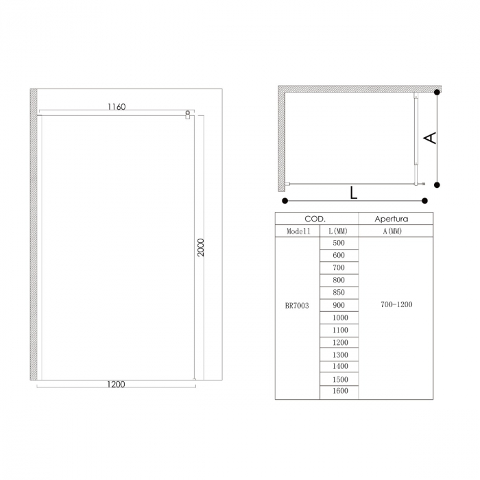 Paravan Astra 02VG, 100-140 cm, crom, sticla securizata 8 mm grafit [9]