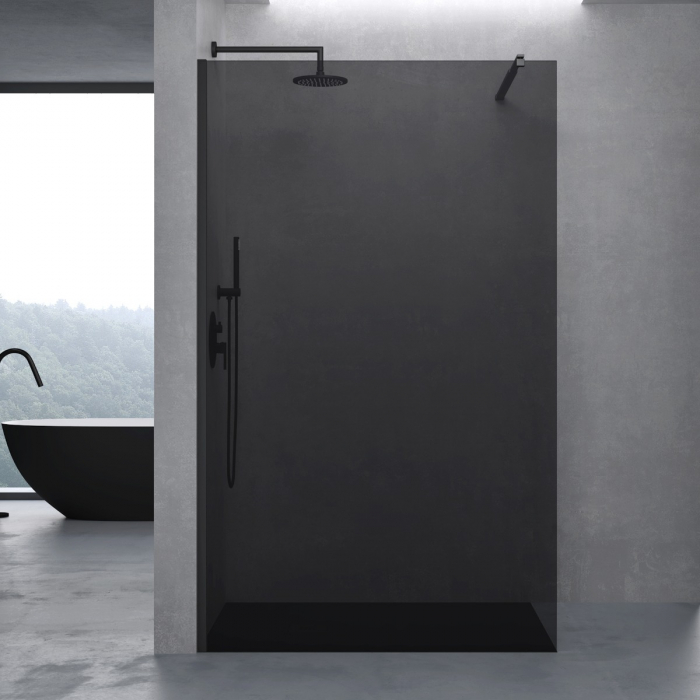 Paravan Astra 02VG, 100-140 cm, negru, sticla securizata 10 mm grafit [2]